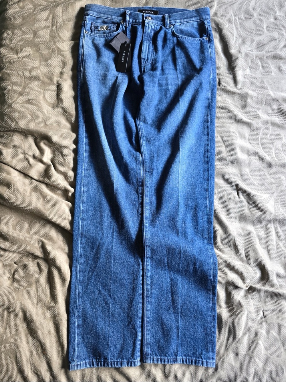 BRAND NEW MEN VERSACE JEANS STRAIGHT LEG JEANS MITCHEL EMBROIDERED SIZE 32 ITALY